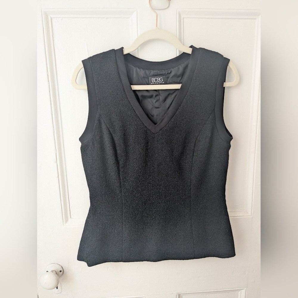 BCBG Black Wool Blend Sleeveless Top  - Size 12